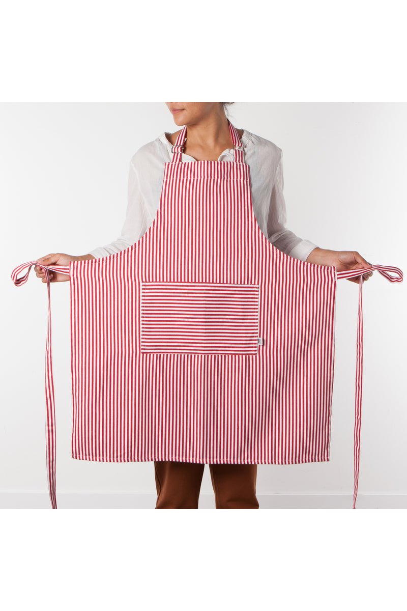 Narrow Stripes Modern Red Apron ApronWarehouse