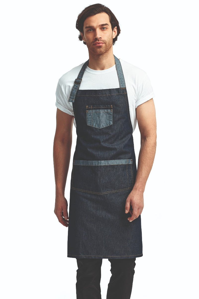 Contrast Denim Bib Adjustable Apron (2 Pocket) – ApronWarehouse