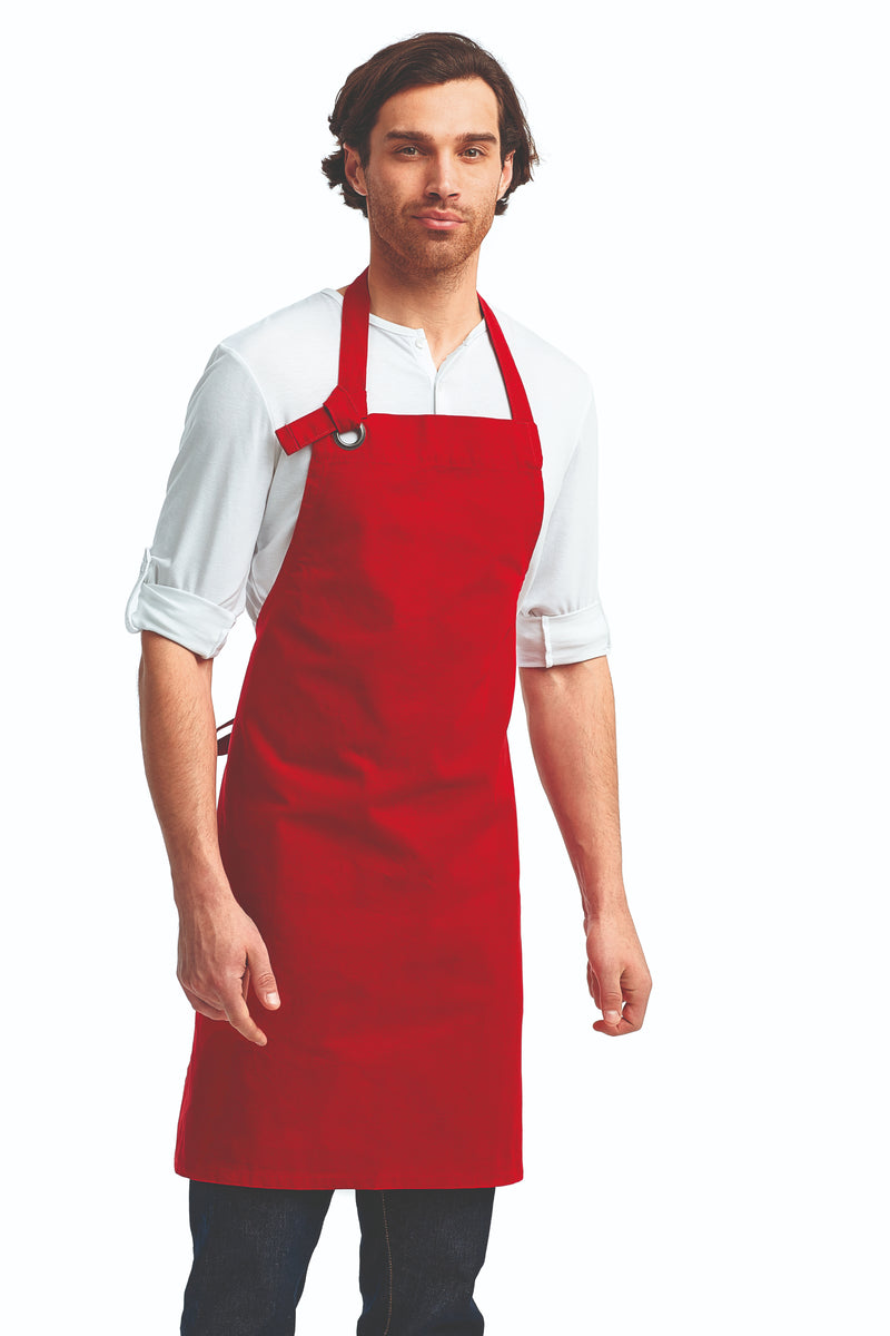 Red "Calibre" Heavy Cotton Canvas Adjustable Bib Apron (No Pockets