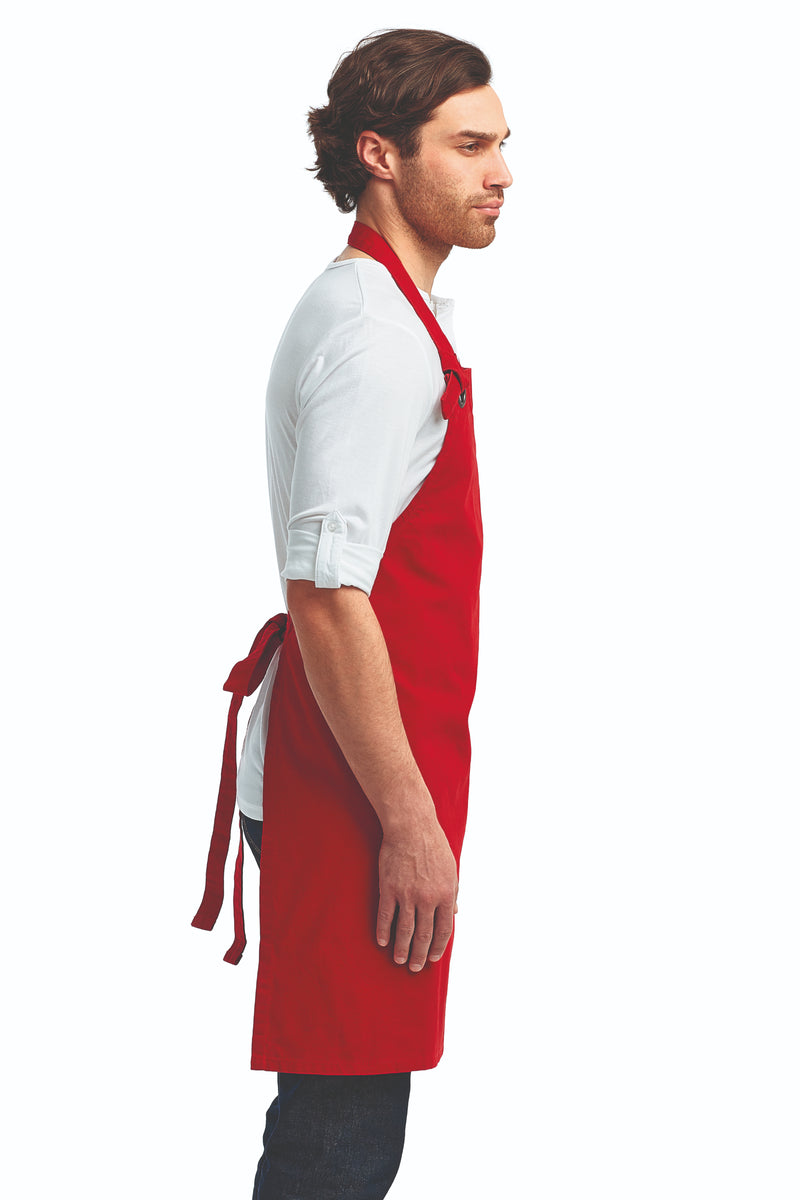 Red "Calibre" Heavy Cotton Canvas Adjustable Bib Apron (No Pockets