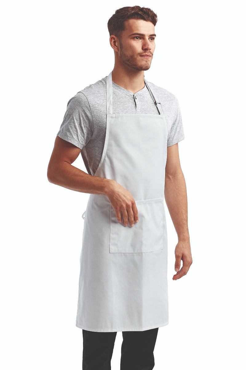 White Sustainable Bib Apron (1 Pocket w/ Pencil Divide