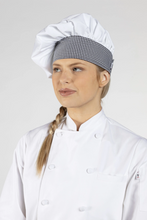 White w/ Houndstooth Trim Twill Chef Hat