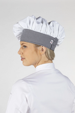 White w/ Houndstooth Trim Twill Chef Hat