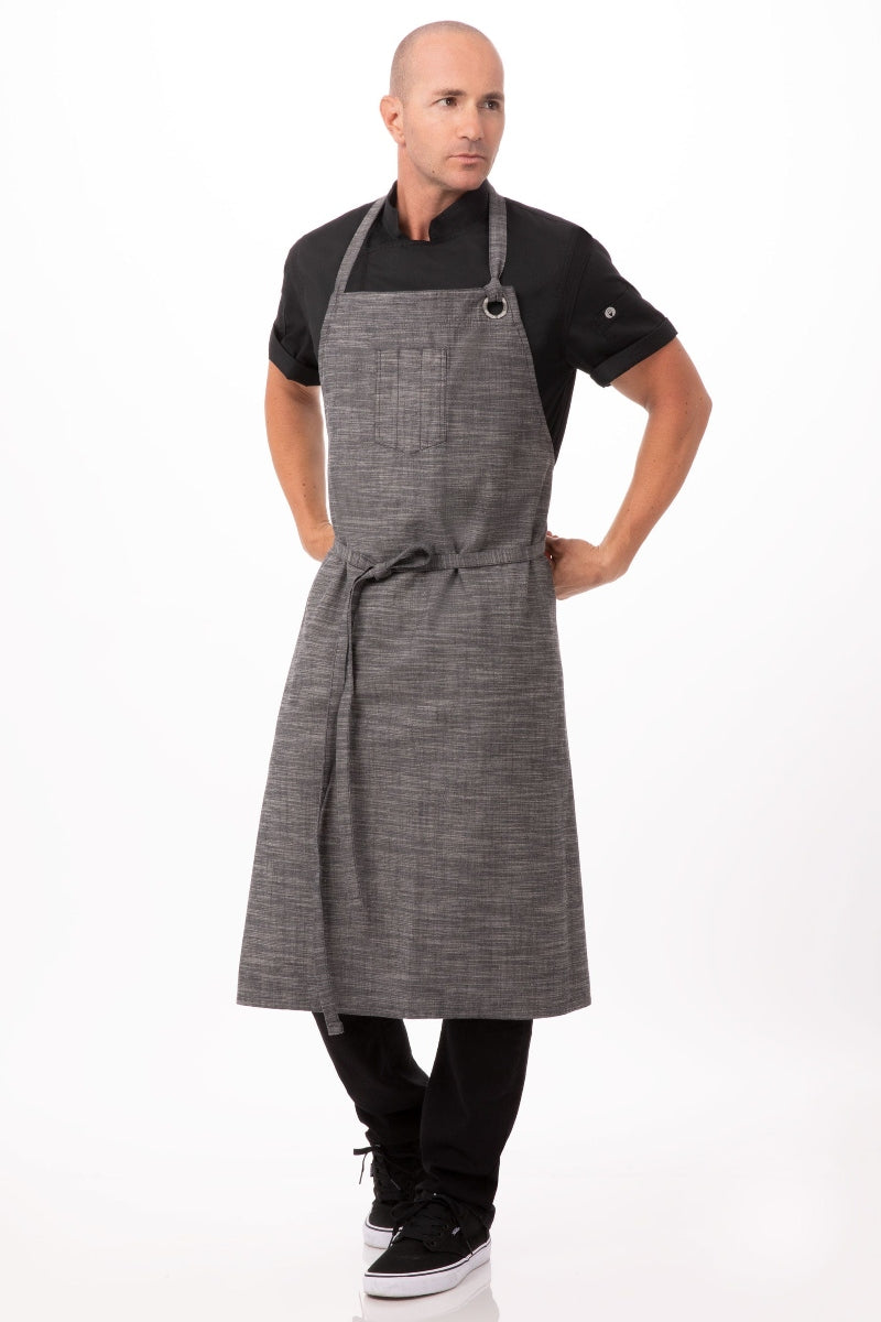 Corvallis Black & Steel Grey Chefs Bib Apron