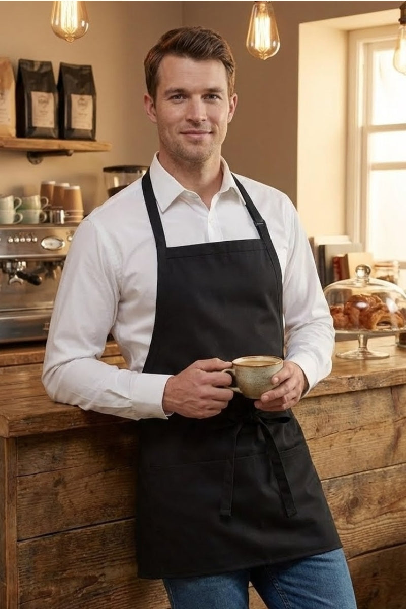 Black Bib Adjustable Apron (3 Pockets) – ApronWarehouse