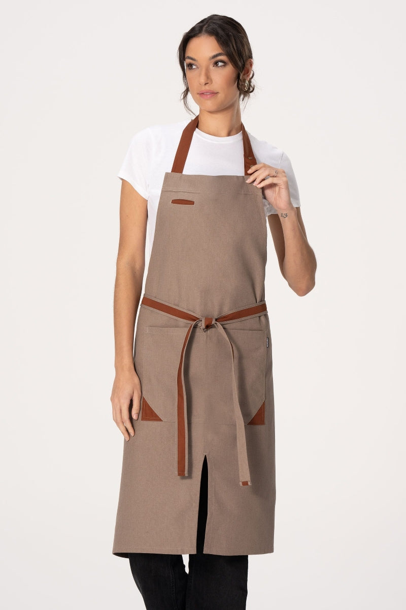 Fileas Taupe Bib Apron (2 Pockets) – ApronWarehouse