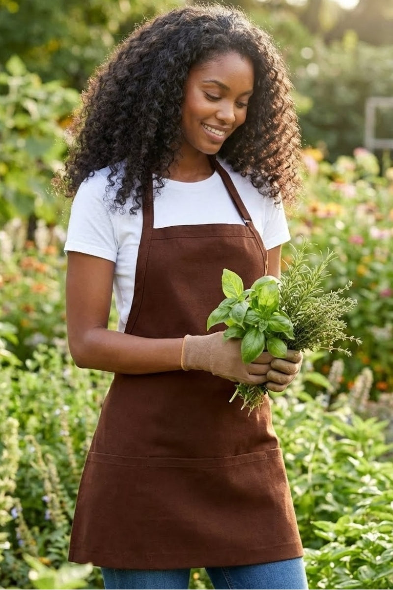 Brown Bib Adjustable Apron (3 Pockets) – ApronWarehouse