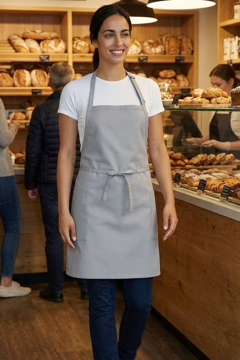 Silver Bib Adjustable Apron (2-Patch Pockets) – ApronWarehouse