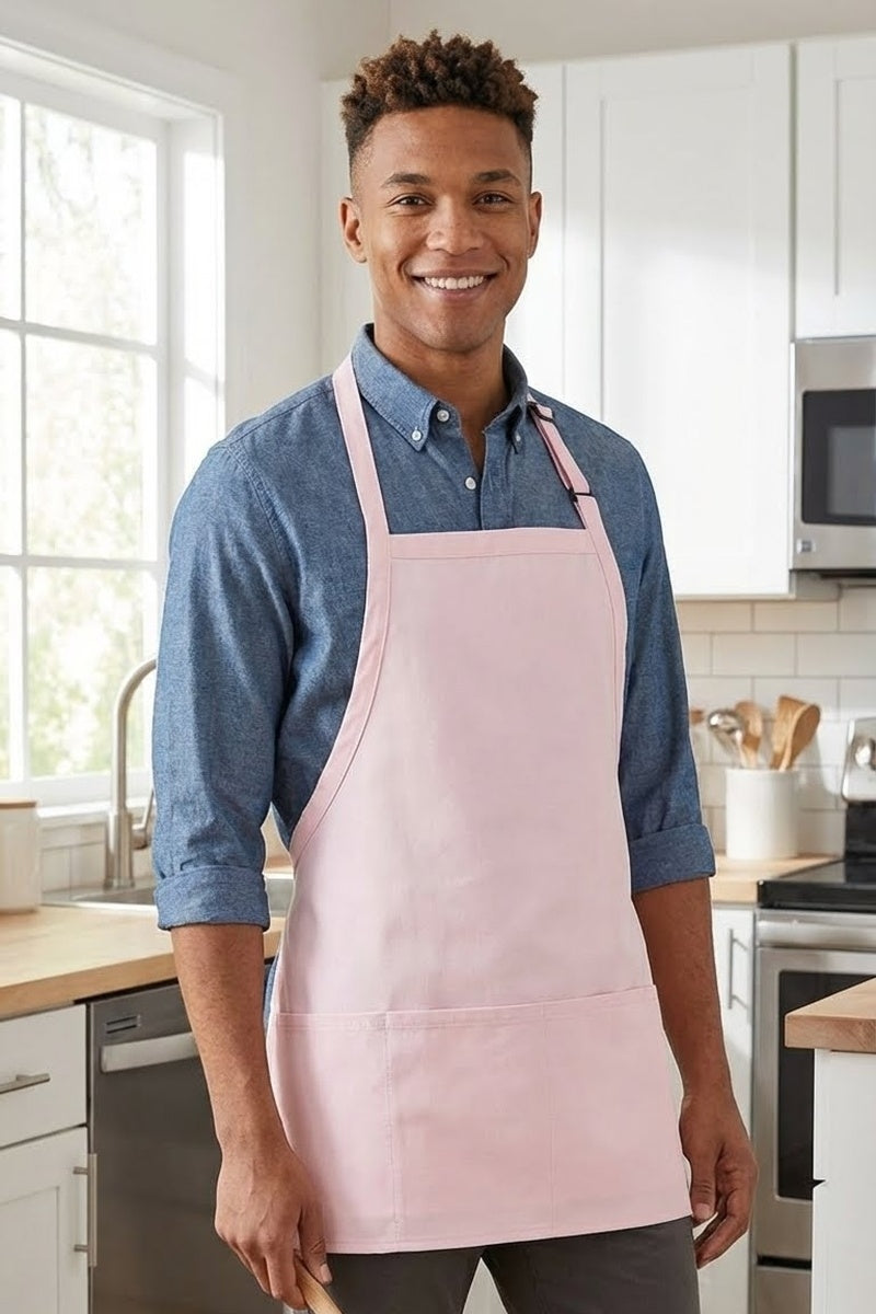 Fame Fabrics 81743 F10 3 Pocket Bib Apron Adjustable Neck Pink