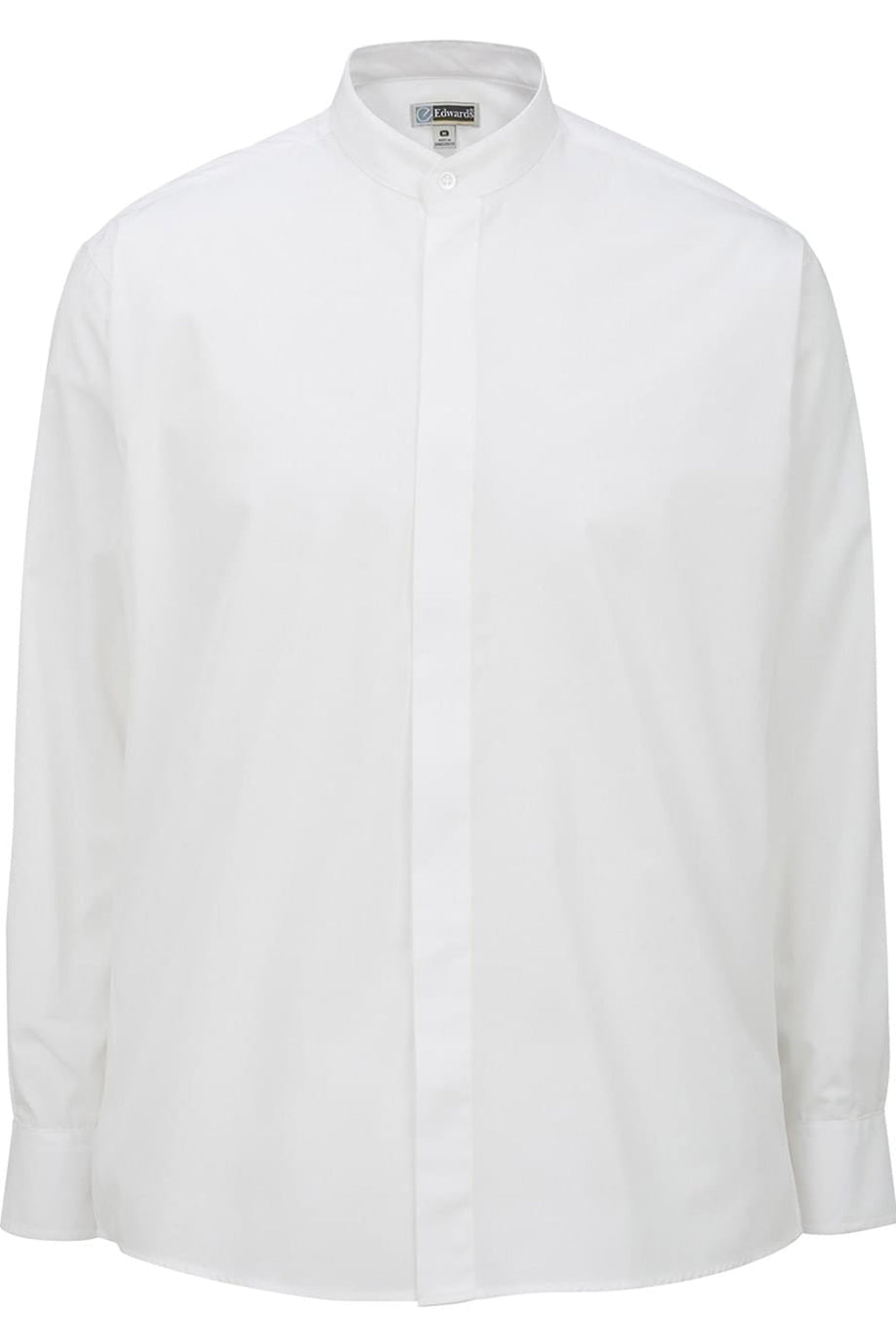 Edwards S / Regular Men's Banded Collar Broadcloth Shirt - White
