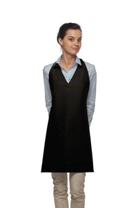 Cardi / DayStar Black Deluxe V-Neck Adjustable Tuxedo Apron (2 Pockets)