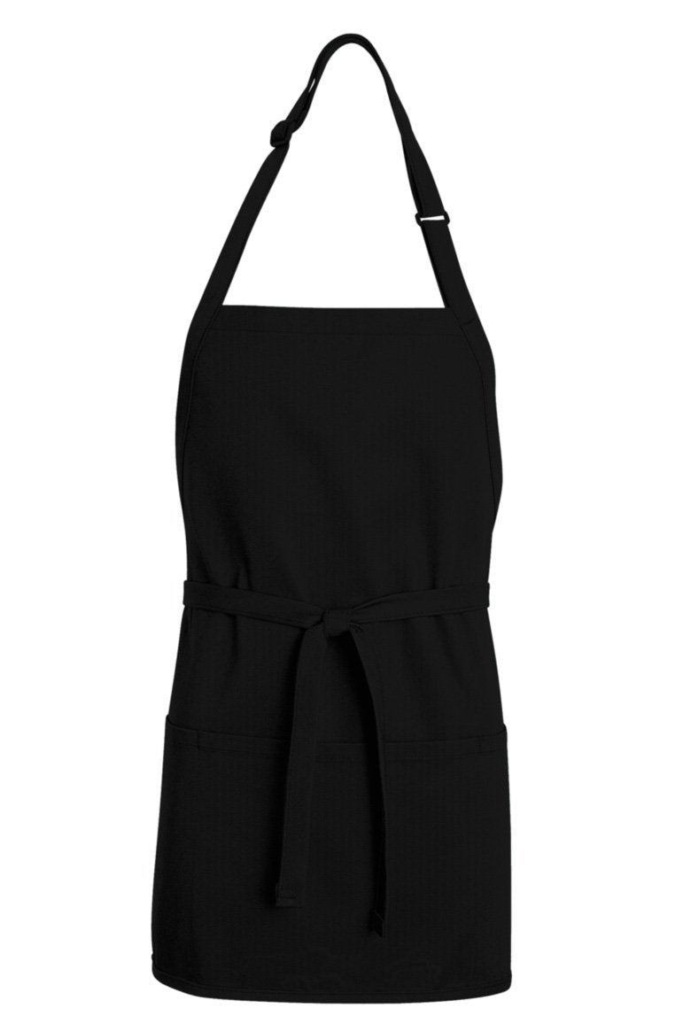 Black Premium Short Bib Adjustable Apron (3 Pockets) ApronWarehouse
