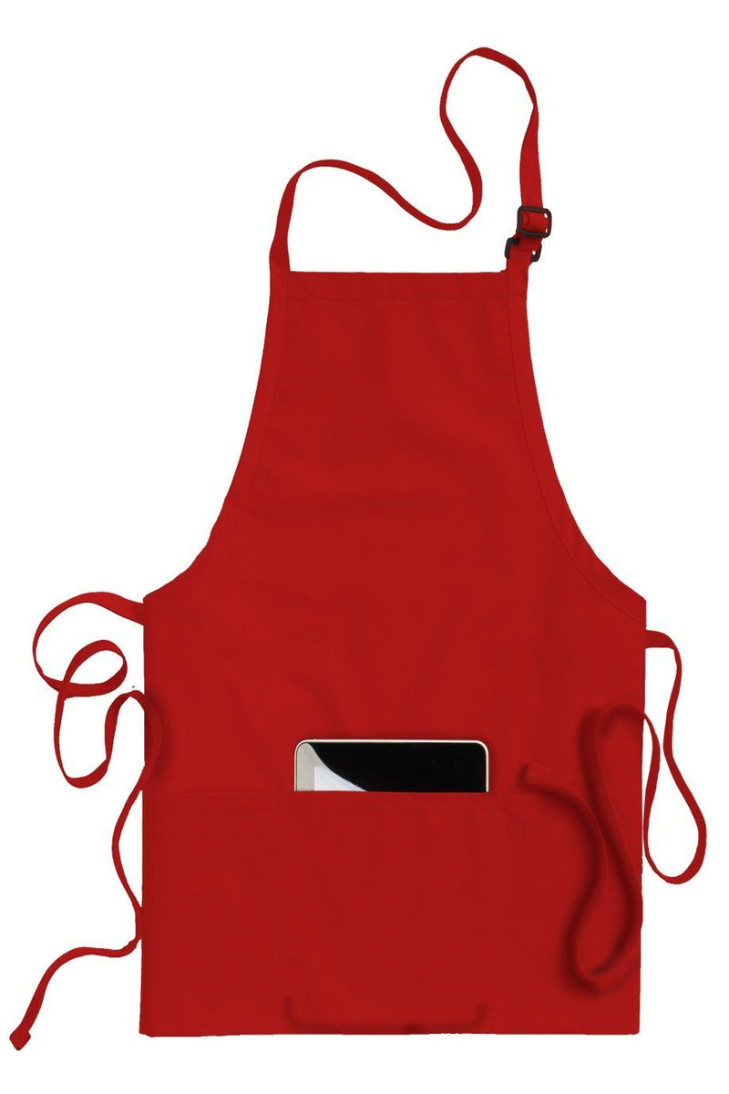 Red Bib Adjustable Apron (3 Pockets) ApronWarehouse