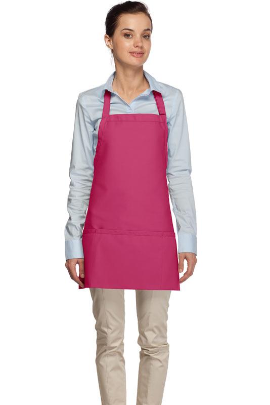 Hot Pink Deluxe Bib Adjustable Apron (3 Pockets) ApronWarehouse