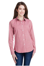 Artisan Collection by Reprime Red / White / XS Women's Microcheck Long Sleeve Cotton Shirt