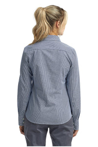 Artisan Collection by Reprime Women's Microcheck Long Sleeve Cotton Shirt (Navy / White)