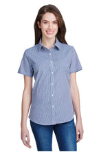 Artisan Collection by Reprime Navy / White / XS Women's Microcheck Short Sleeve Cotton Shirt