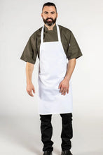 White Mid-Length Bib Apron (No Pockets)