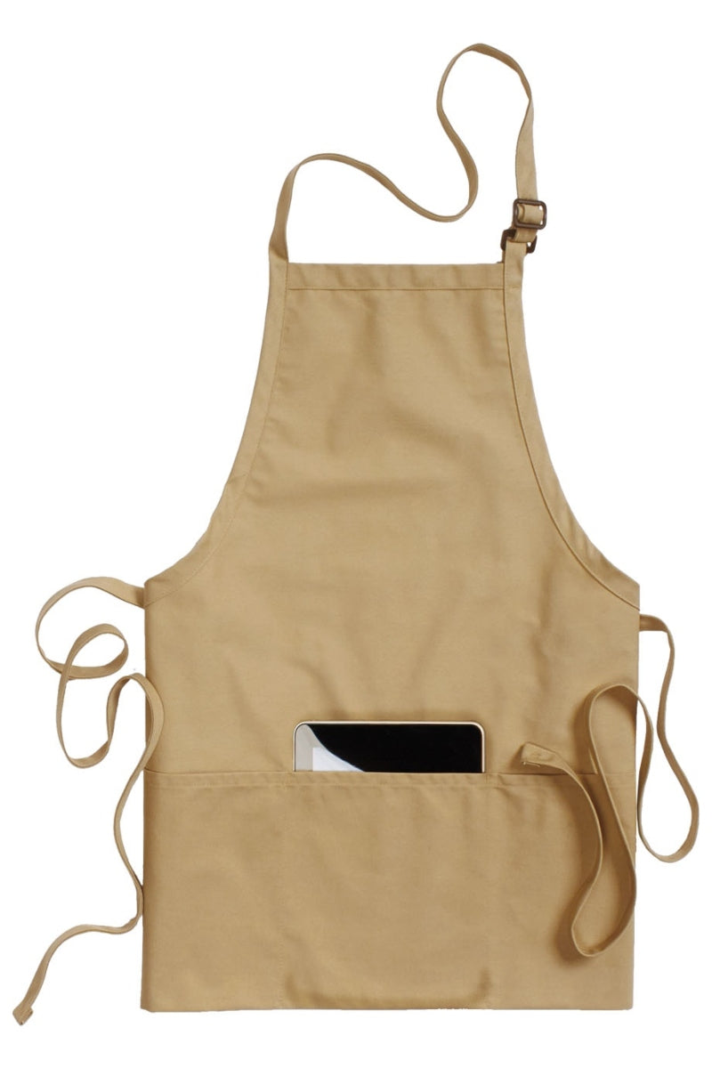 Tan Bib Adjustable Apron (3 Pockets)