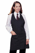 Pinstripe V-Neck Bib Adjustable Apron (2 Pockets)