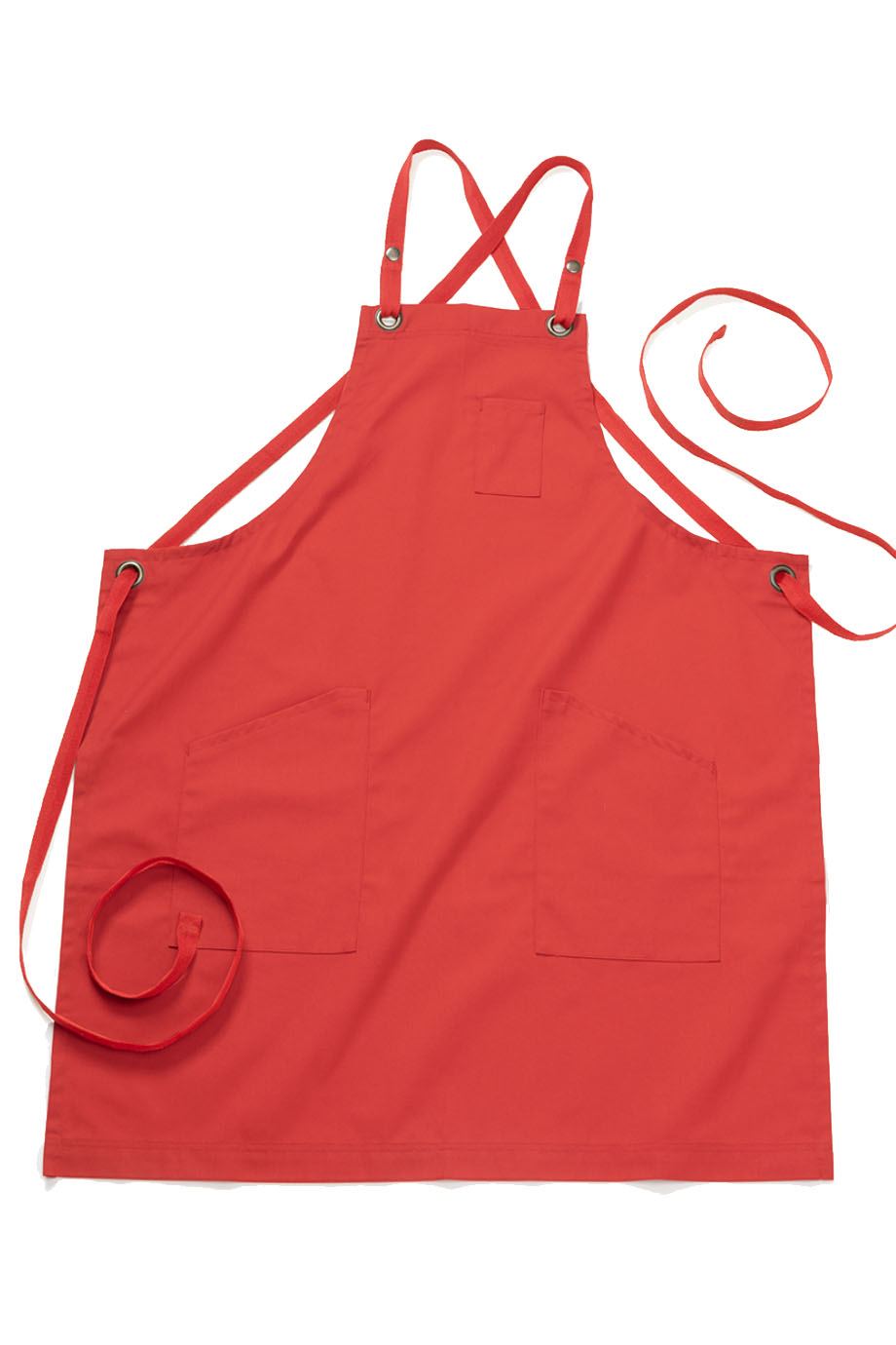 Red Twill Bib Apron (3 Pockets)