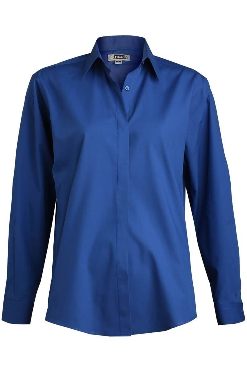 royal blue dress shirt women Castaway Women's Blue Oxford Button Down Shirt – Royal Stewart Tartan Trim Holiday Preppy main image 0