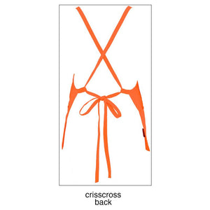 Orange Criss Cross Bib Apron (3 Pockets)