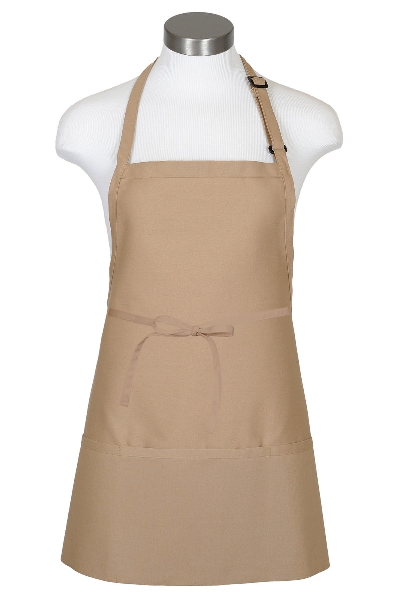 Khaki Bib Adjustable Apron (3 Pockets)