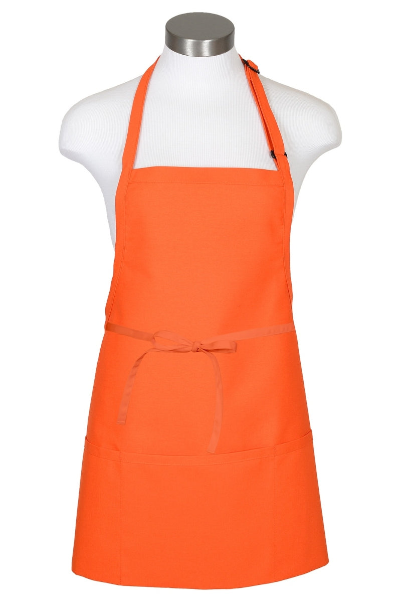 Orange Bib Adjustable Apron (3 Pockets)