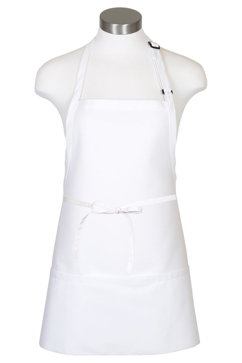White Bib Adjustable Apron (3 Pockets)
