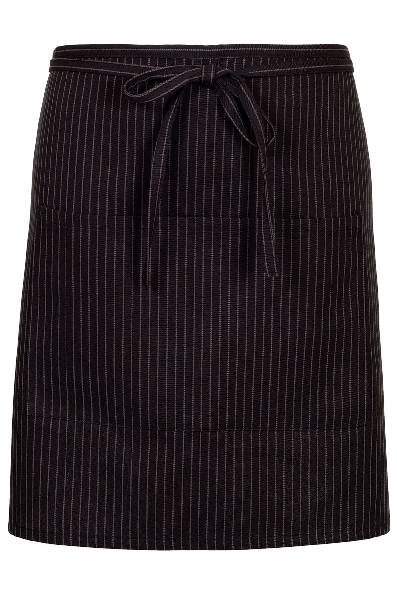 Black & Grey Pinstripe Half Bistro Apron (2 Pockets)