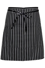 Fame Black & White Chalk Stripe Half Bistro Apron (2 Pockets)