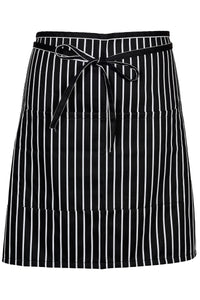 Black & White Chalk Stripe Half Bistro Apron (2 Pockets)