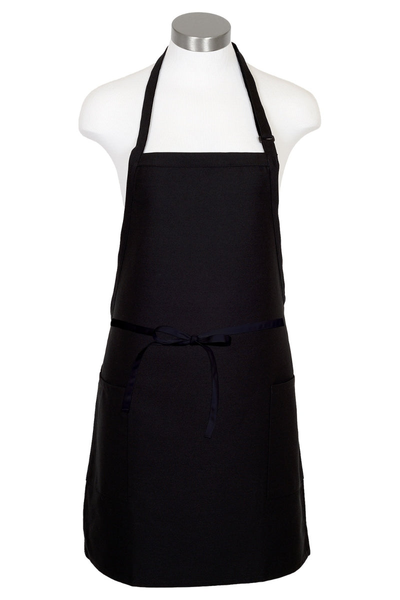 Black Bib Adjustable Apron (2-Patch Pockets)