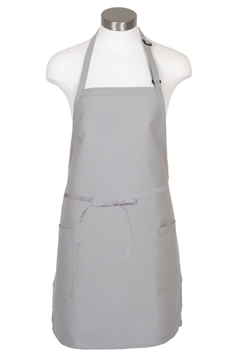 Silver Bib Adjustable Apron (2-Patch Pockets)
