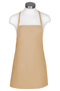Khaki Criss Cross Bib Apron (3 Pockets)