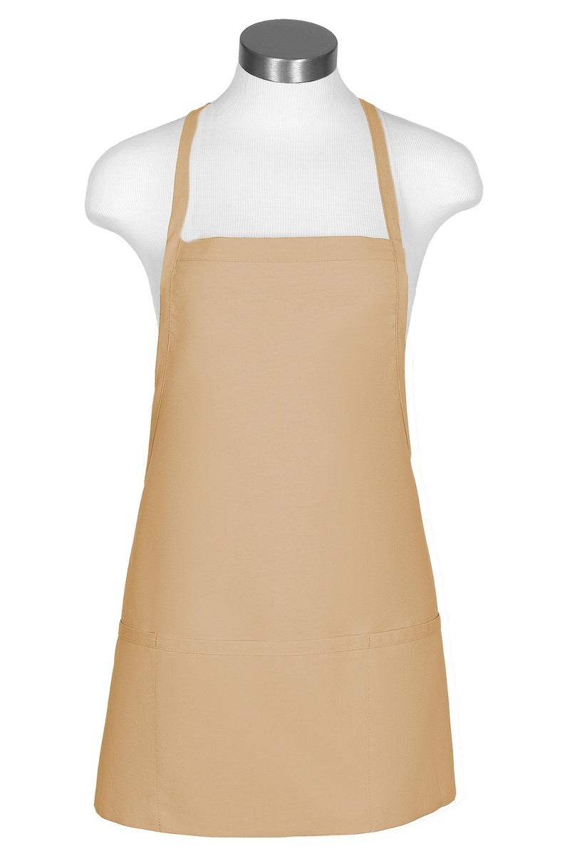 Khaki Criss Cross Bib Apron (3 Pockets)