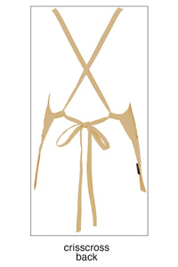 Khaki Criss Cross Bib Apron (3 Pockets)