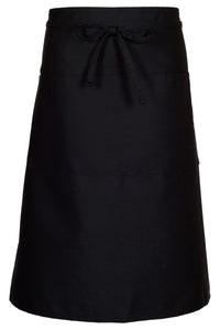 Black Mid-Length Bistro Apron (2 Pocket / Center Divide)