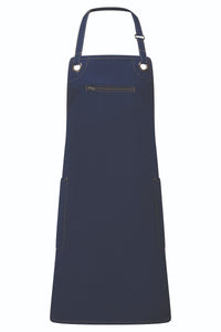 Navy ‘Barley’ Sustainable Bib Apron (3 Pockets)