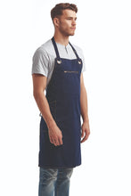 Navy ‘Barley’ Sustainable Bib Apron (3 Pockets)