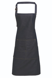 Indigo Denim Bib Adjustable Apron (4 Pocket Pouch)