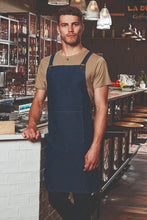 Black Denim Cross Back 'Barista' Bib Adjustable Apron (1 Pocket w/ Pen Slot)