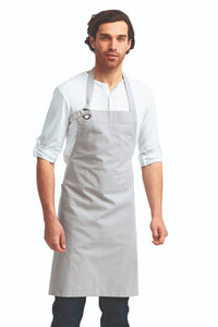 Silver "Calibre" Heavy Cotton Canvas Adjustable Bib Apron (No Pockets)