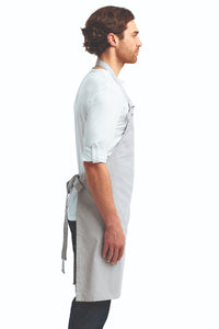 Silver "Calibre" Heavy Cotton Canvas Adjustable Bib Apron (No Pockets)