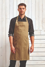 Khaki Cotton Chino Adjustable Bib Apron (3 Pocket)