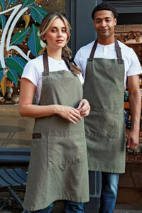 Moss Annex' Oxford Bib Apron (1 Pocket w/ Pen Slot)