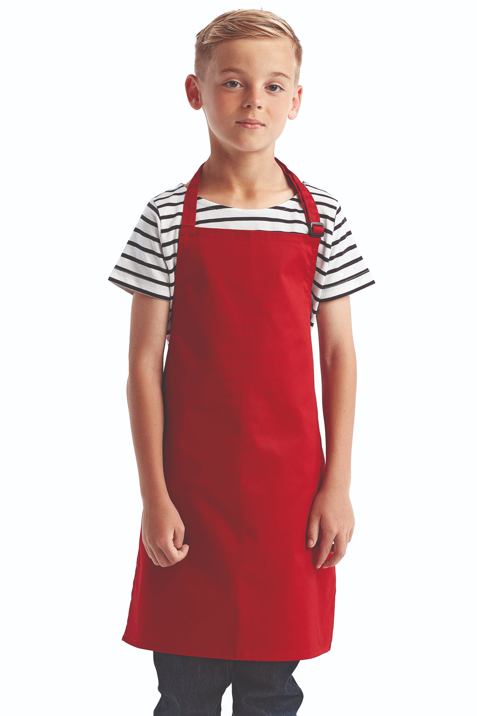 Red Recycled Youth Bib Apron (No Pockets)