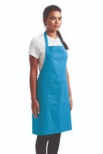 Artisan Collection by Reprime Turquoise Sustainable Bib Apron (1 Pocket w/ Pencil Divide)