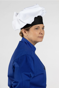 White w/ Black Trim Twill Chef Hat